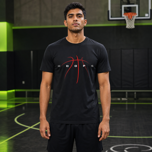 Camiseta de baloncesto HOOPS para hombre en negro, vista frontal