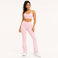 Leggings flare cintura en V rosa 1