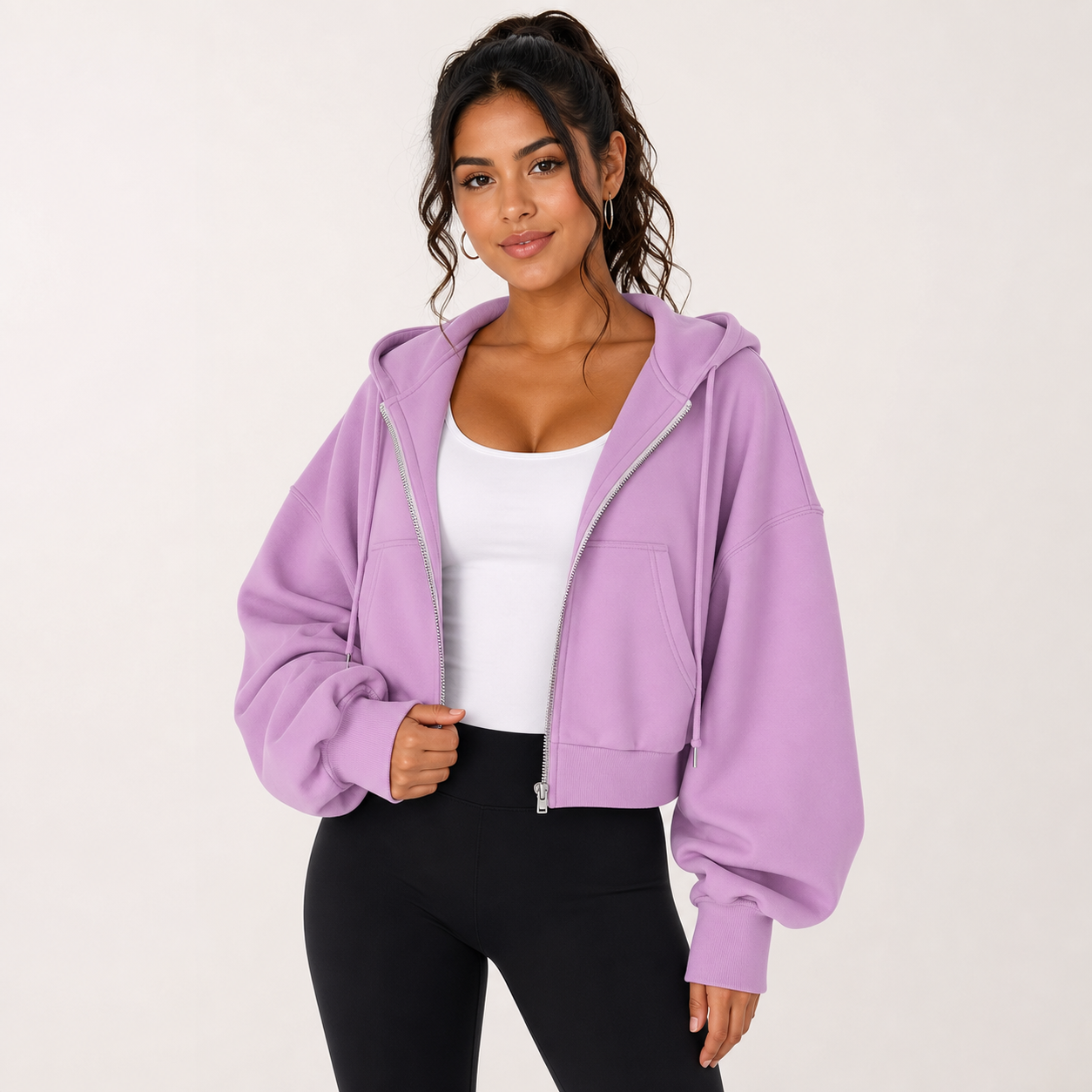 Sudadera corta cremallera mujer lila [c=Lila]
