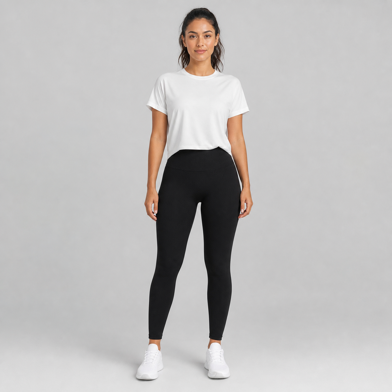 Leggings sin costuras mujer negro — cintura alta [c=Negro]