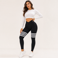 Leggings deportivos de bandas con efecto push-up - Negro