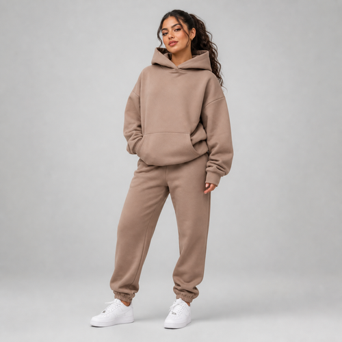 Conjunto oversize mujer taupe — sudadera con capucha y pantalon [c=Taupe]