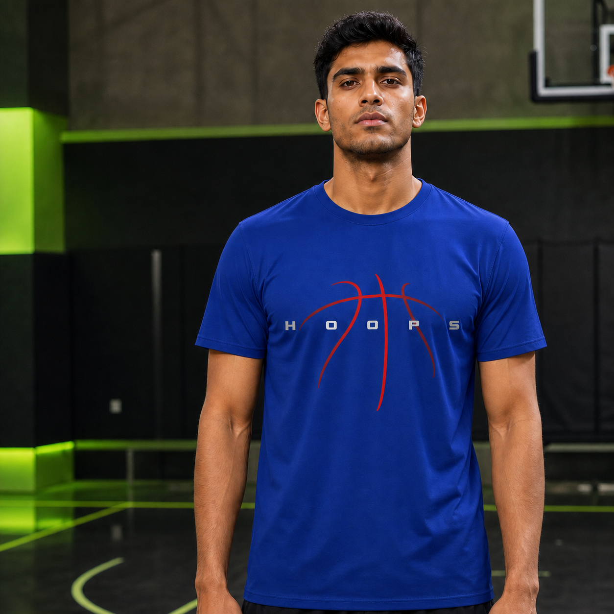 Camiseta de baloncesto HOOPS para hombre en azul, vista frontal