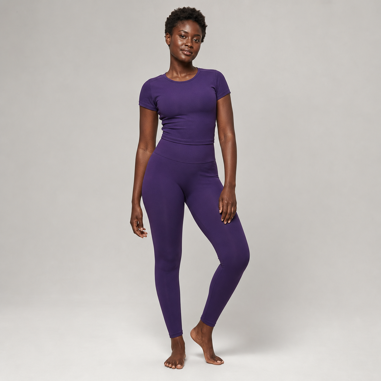 Conjunto de yoga mujer morado — top y leggings