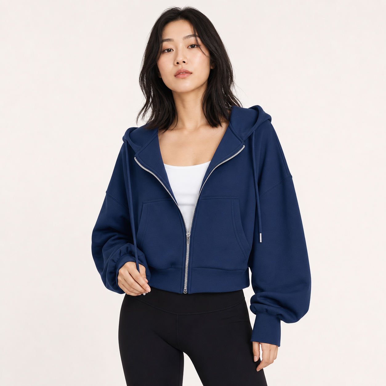 Sudadera corta cremallera mujer azul marino [c=Azul marino]