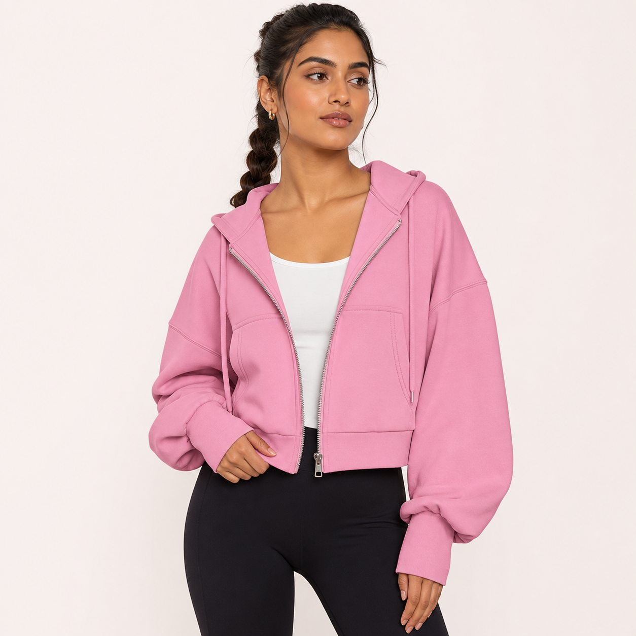 Sudadera corta cremallera mujer rosa [c=Rosa]