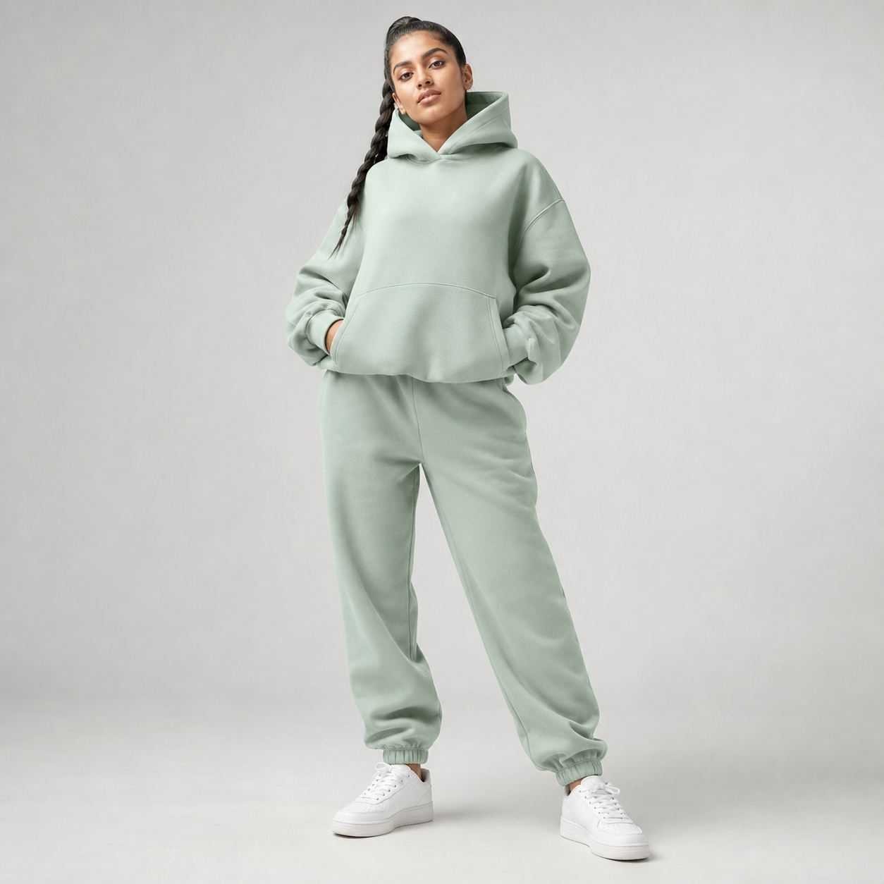 Conjunto oversize mujer verde menta — sudadera con capucha y pantalon [c=Verde menta]