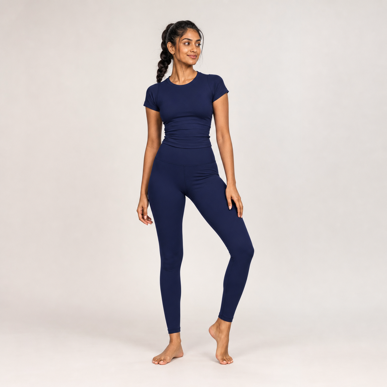 Conjunto de yoga mujer azul marino — top y leggings