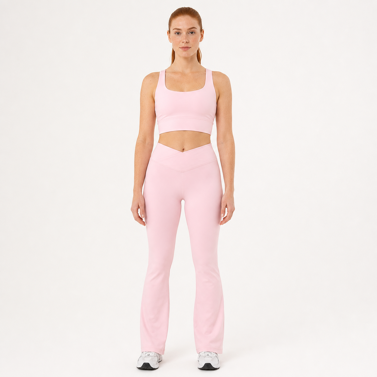 Leggings flare cintura en V rosa 5