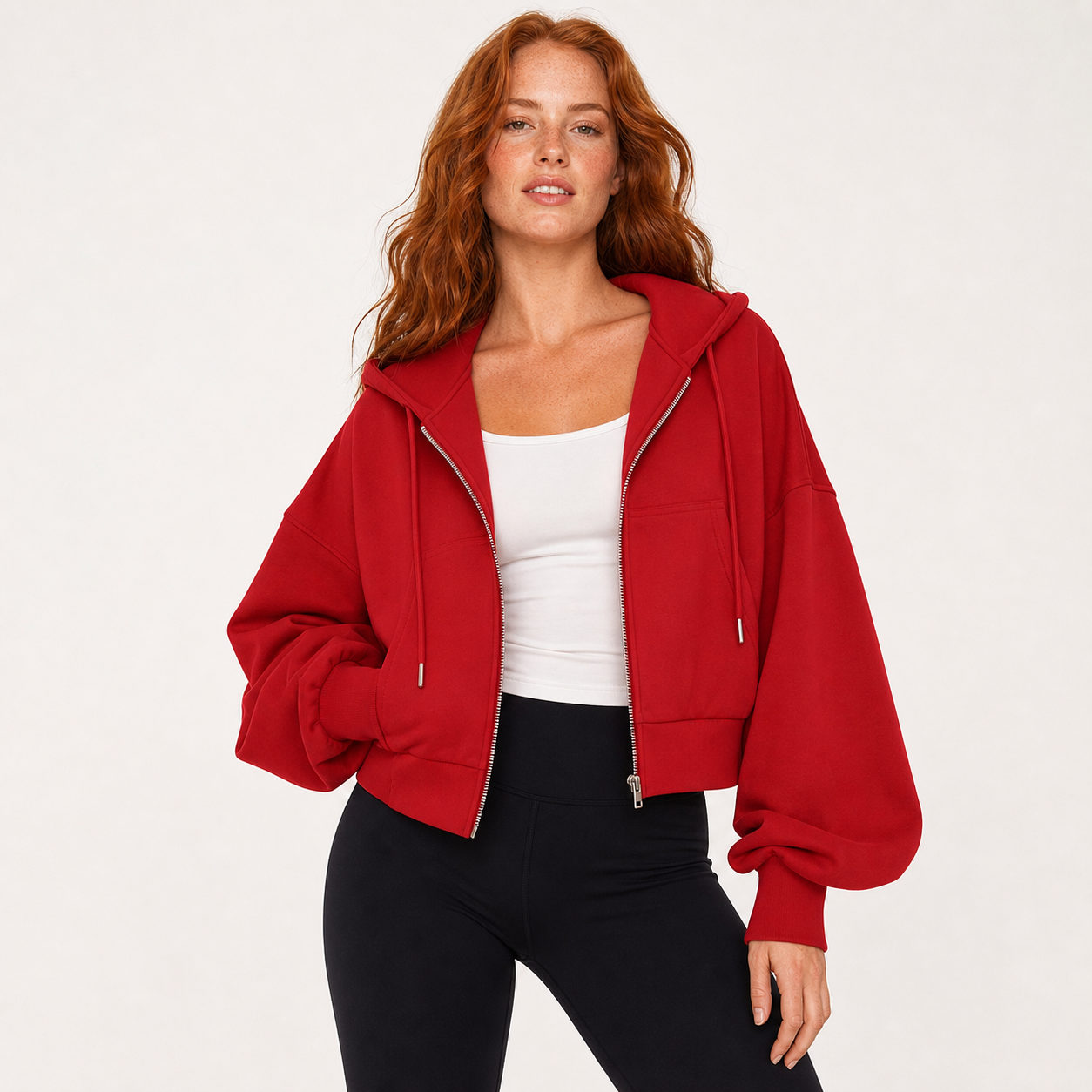 Sudadera corta cremallera mujer rojo [c=Rojo]