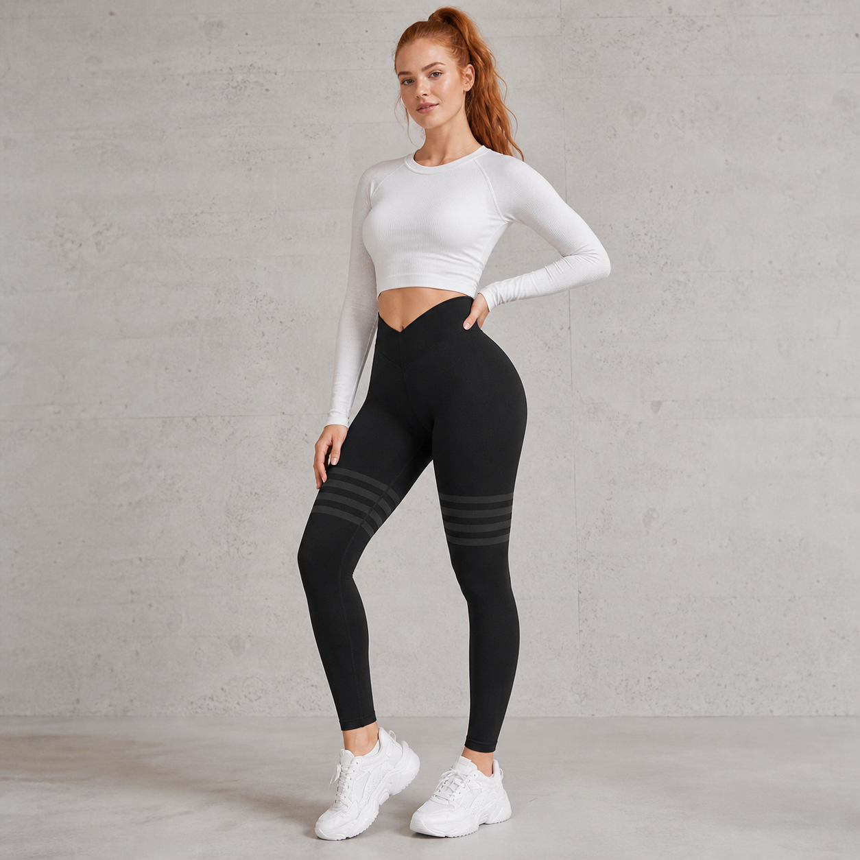 Leggings deportivos de bandas con efecto push-up - Negro Integral