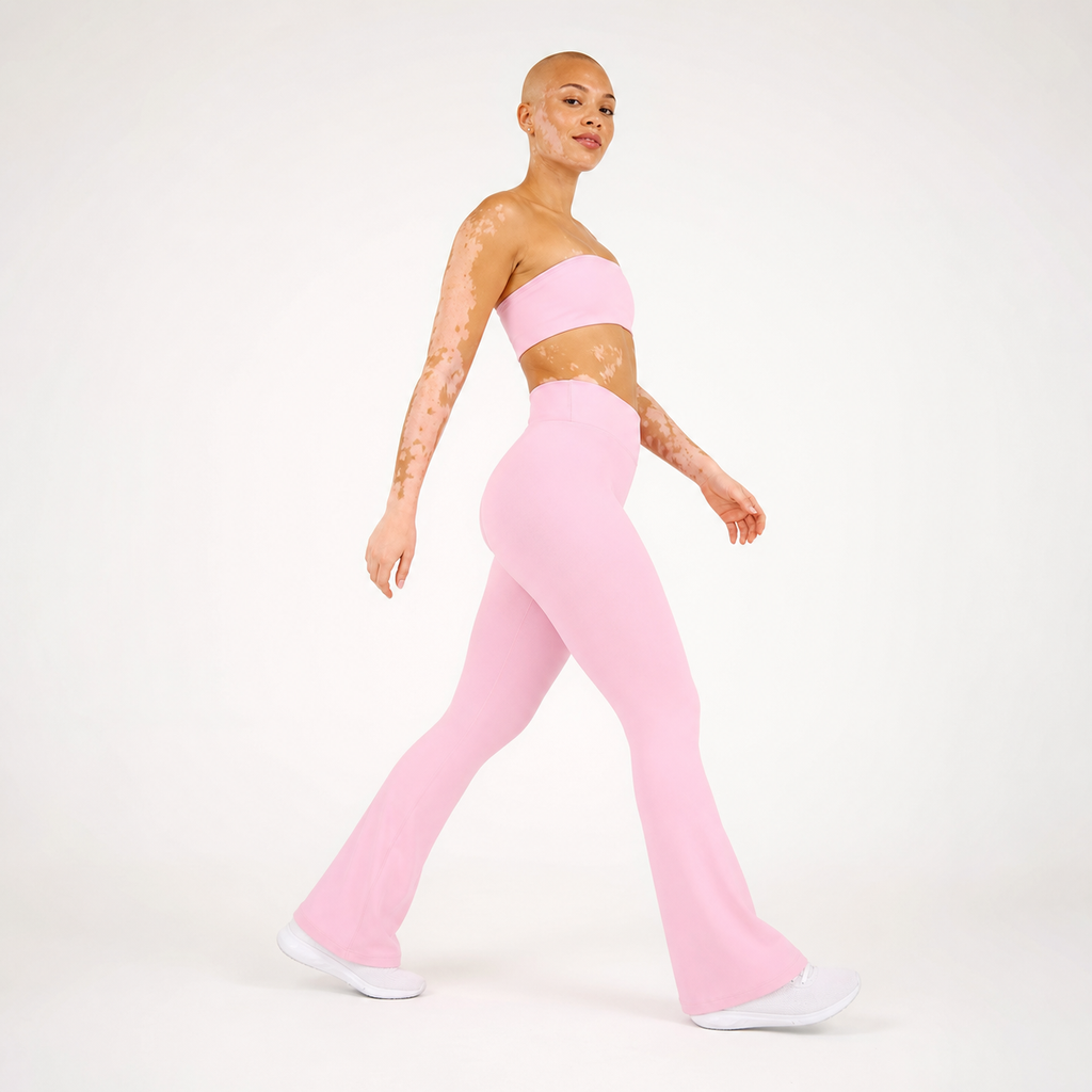 Leggings flare cintura en V rosa 6