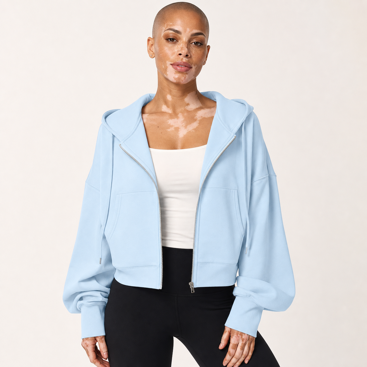 Sudadera corta cremallera mujer azul cielo [c=Azul cielo]