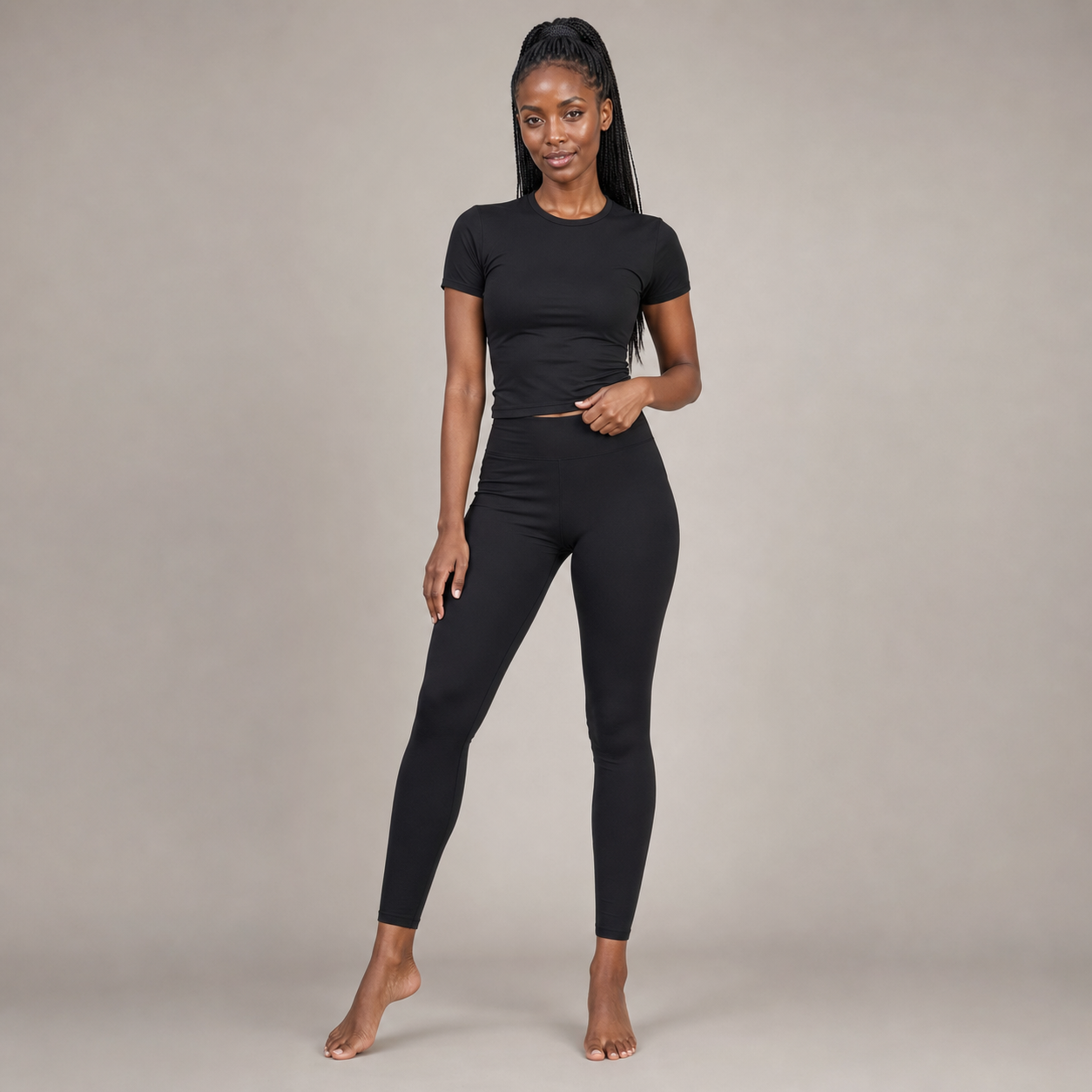 Conjunto de yoga mujer negro — top y leggings