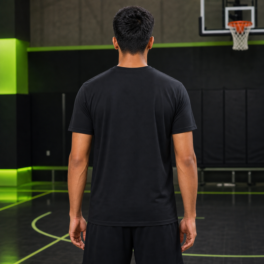 Camiseta de baloncesto HOOPS para hombre en negro, vista trasera