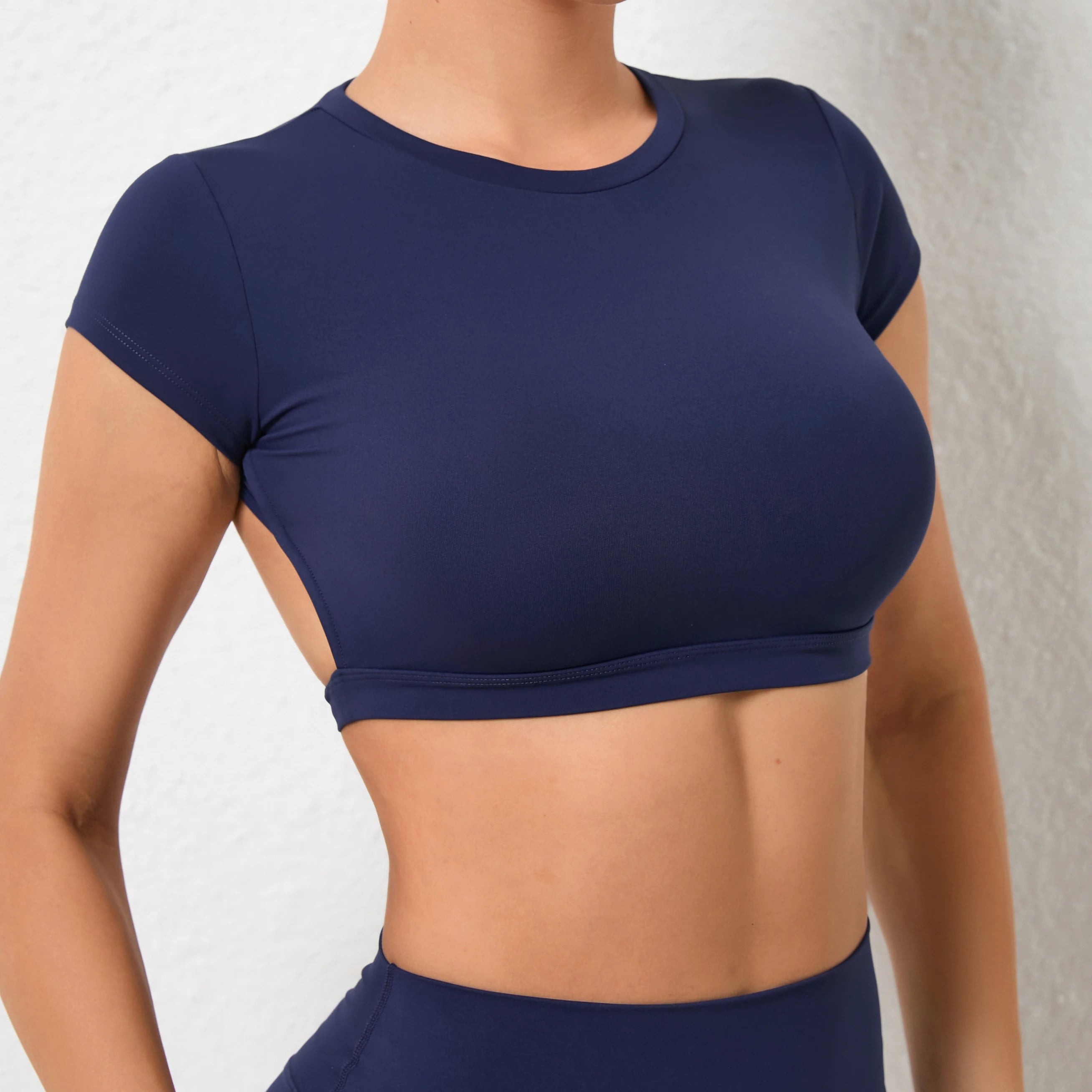 Camiseta deportiva de espalda abierta para mujer, tirantes cruzados, yoga y gym