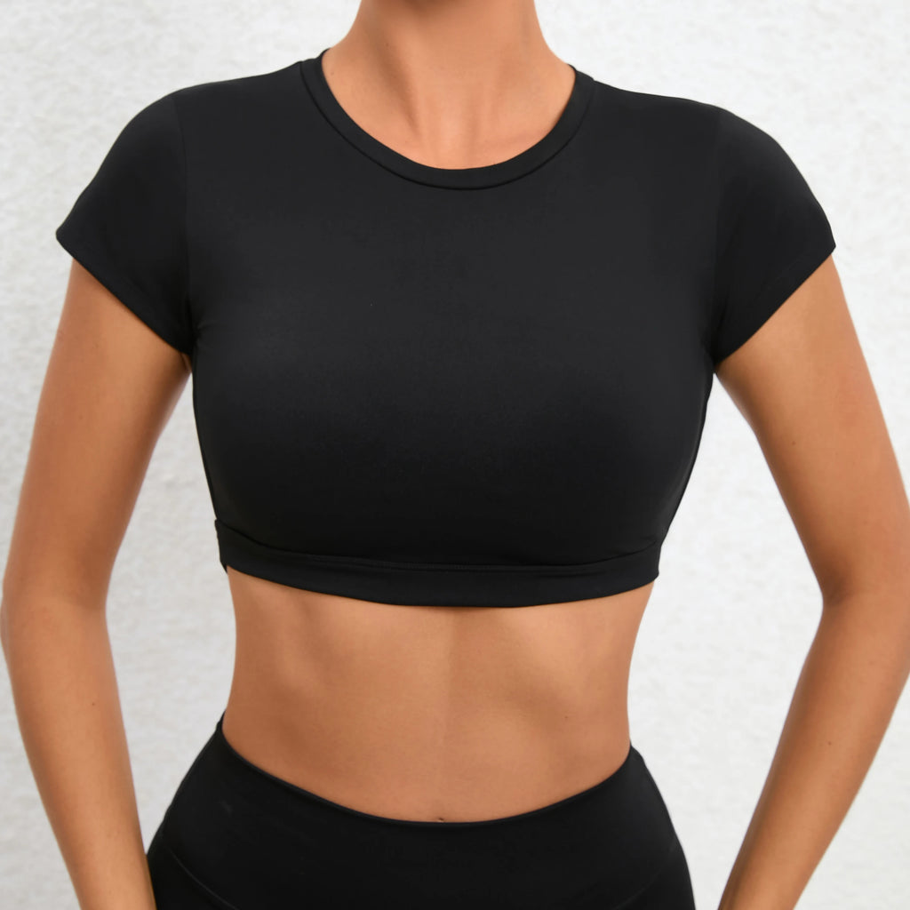 Camiseta deportiva de espalda abierta para mujer, tirantes cruzados, yoga y gym