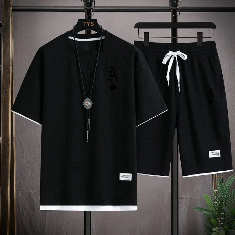 Conjunto deportivo casual para hombre, camiseta y pantalón corto, verano