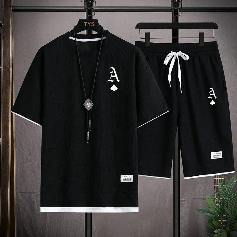 Conjunto deportivo casual para hombre, camiseta y pantalón corto, verano