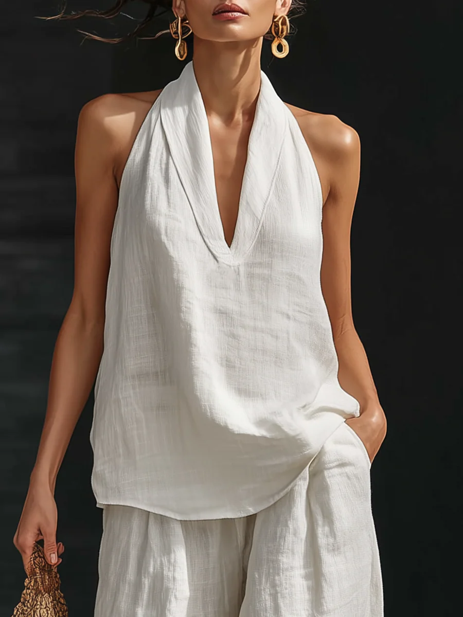 Zoë™ Conjunto sin mangas con pantalón de pierna ancha – moderno y elegante