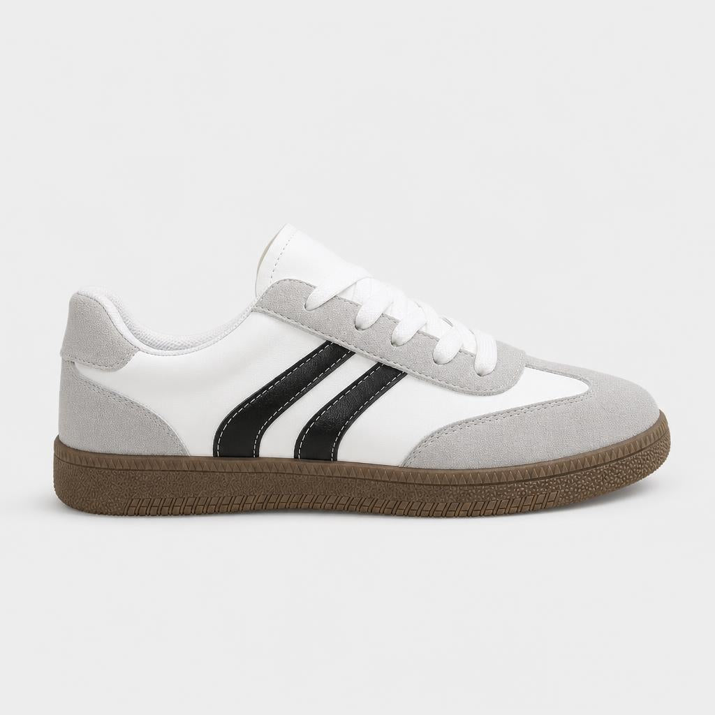 Zapatillas retro con franjas para mujer, estilo clásico — vista lateral