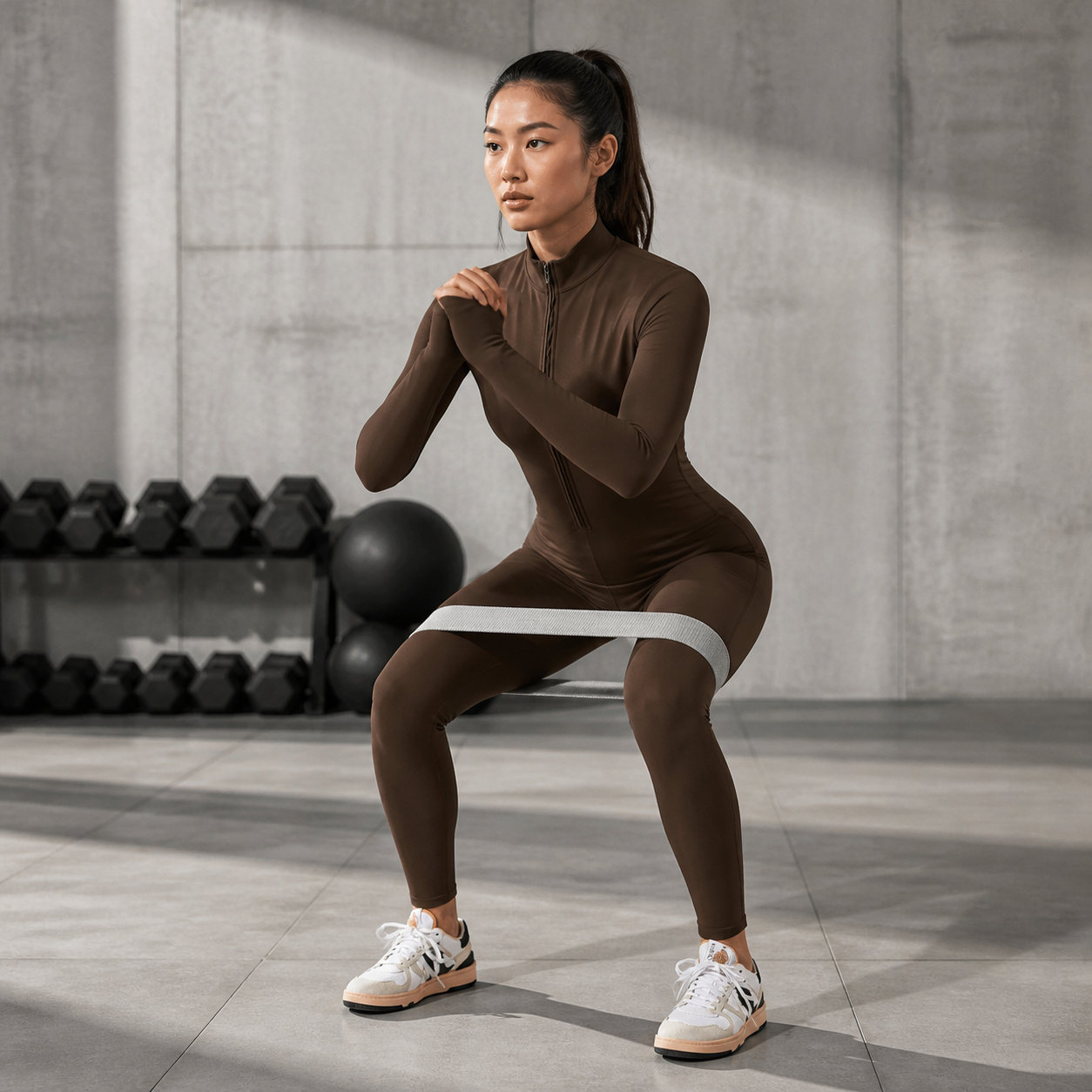 Mono deportivo de yoga con efecto realce Marrón